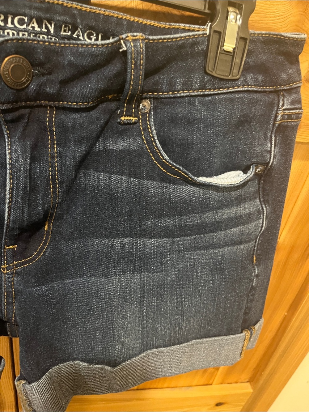 American Eagle Outfitters Dark Indigo Cuffed Denim Shorts - Picture 6 of 9
